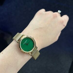 Lars Larsen Gold Mesh Watch with Green Dial